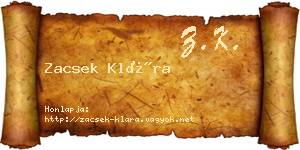 Zacsek Klára névjegykártya