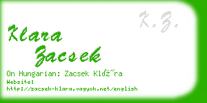 klara zacsek business card